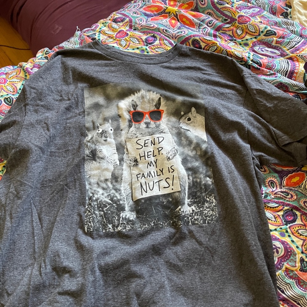a dark grey oversized t-shirt